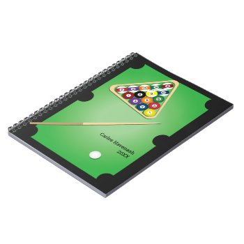 Billiards Pool Table Personalized Notebook by nyxxie at Zazzle
