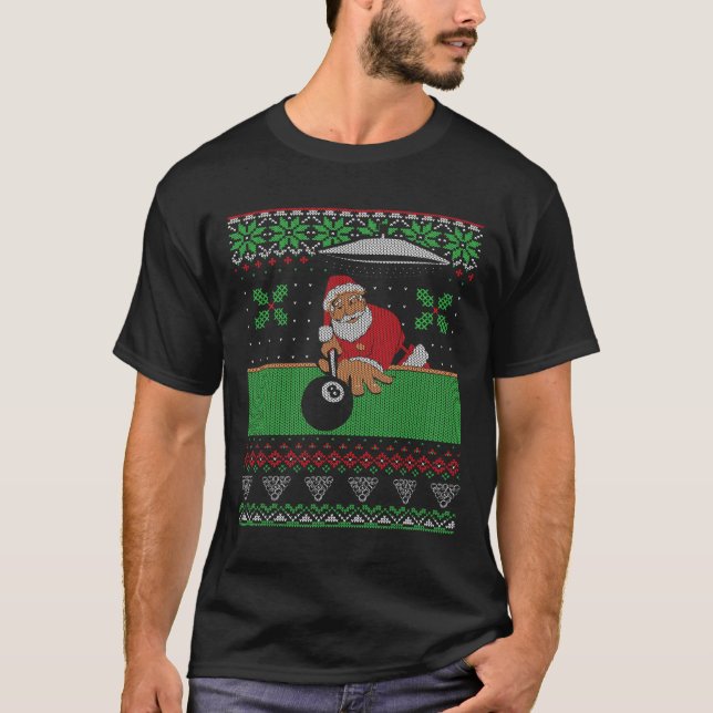 Billiards Pool Ugly Christmas Sweater Style  (Front)