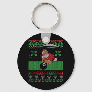 Billiards Pool Ugly Christmas Sweater Style  Keychain