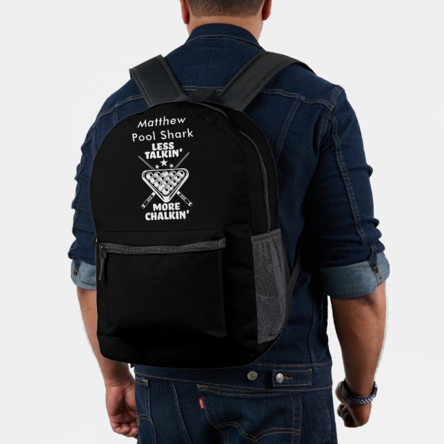 Billiards Quote About Chalking and Focus on Play Printed Backpack (Insitu (Model))