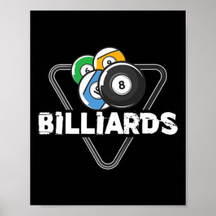 Billiards Rack Billiard Player Snooker 8 Ball Cue  Poster