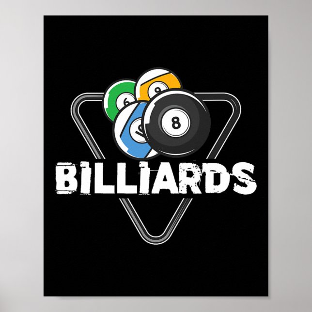 Billiards Rack Billiard Player Snooker 8 Ball Cue  Poster (Front)