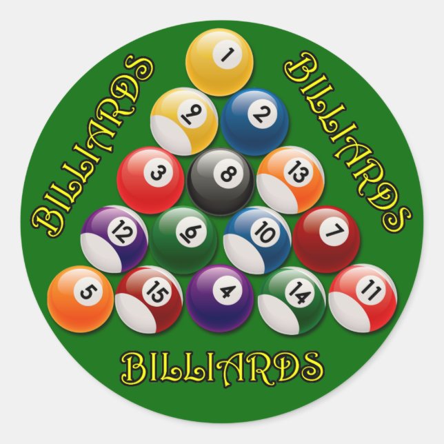 BILLIARDS RACK CLASSIC ROUND STICKER (Front)