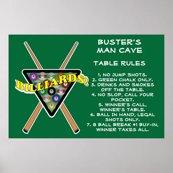 Billiards Rack House Pool Rules Poster Zazzle Com