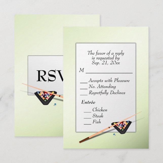 Billiards RSVP with Entree Choice Card (Front/Back)
