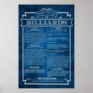 Billiards Rules Poster Art #8 Game Room Decor