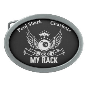 Billiards Saying With Wings and Crown Design Belt Buckle