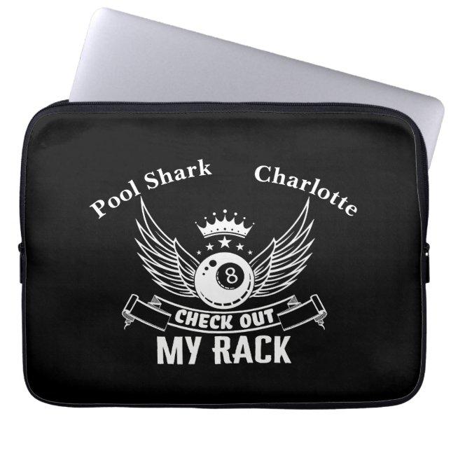 Billiards Saying With Wings and Crown Design Laptop Sleeve (Front)