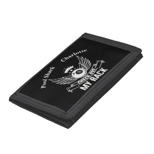 Billiards Saying With Wings and Crown Design Tri-fold Wallet