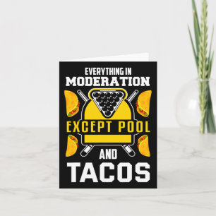 Billiards Shirt Joke Taco Lover Billiards Pool Pla Card