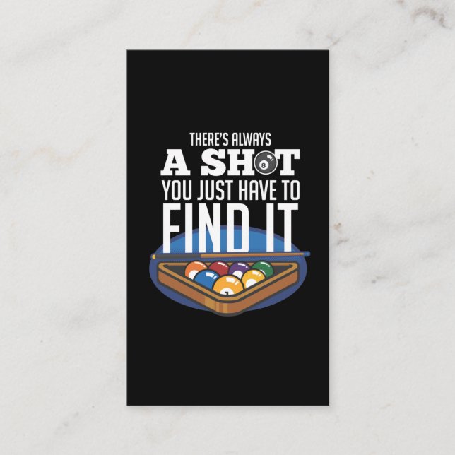 Billiards Shot Quote Pool Player Humor Business Card (Front)