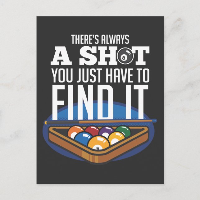 Billiards Shot Quote Pool Player Humor Postcard (Front)