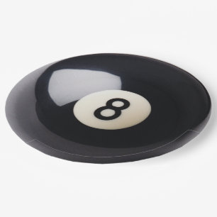Billiards Snooker 8-Ball Paper Plates