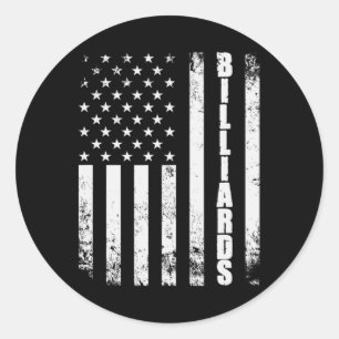 Billiards Snooker American Flag Usa Games Sport Bi Classic Round Sticker