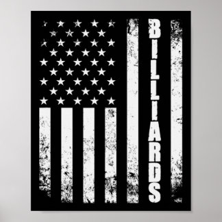 Billiards Snooker American Flag Usa Games Sport Bi Poster
