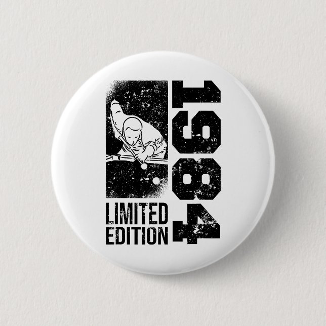 Billiards Snooker-game Vintage 1984 Birthday Pool- Button (Front)