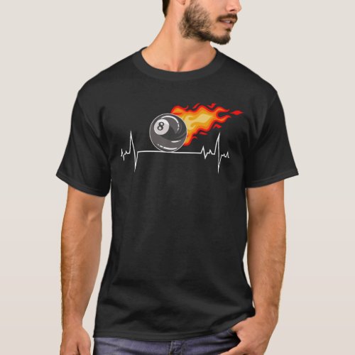 Billiards Snooker Pool Player Cue Sports Heartbeat T_Shirt