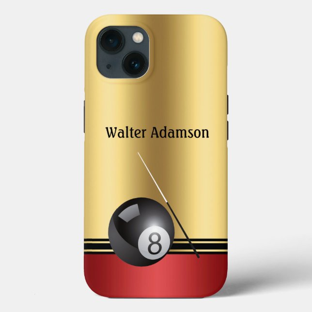 Billiards Sport ball and cue Personalize with Name Case-Mate iPhone Case (Back)