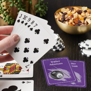 Billiards Sport ball and cue Personalize with Name Poker Cards