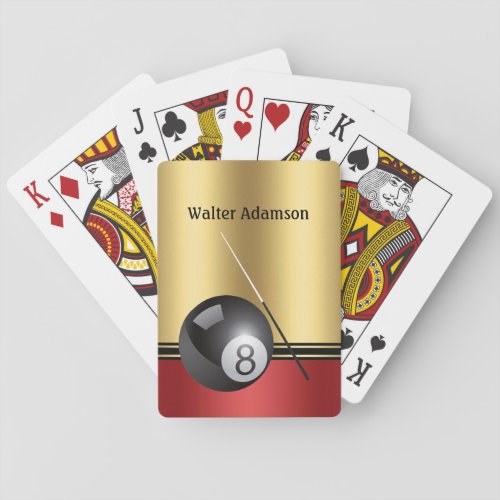 Billiards Sport personalize with name Elegant Playing Cards