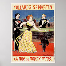 Billiards St. Martins, Paris Poster