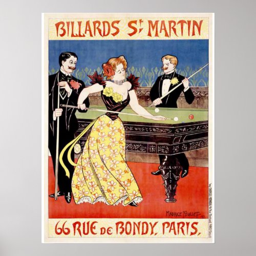 Billiards St Martins Paris Poster