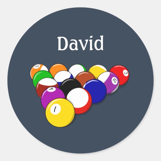 Billiards template, ready to personalize classic round sticker (Front)