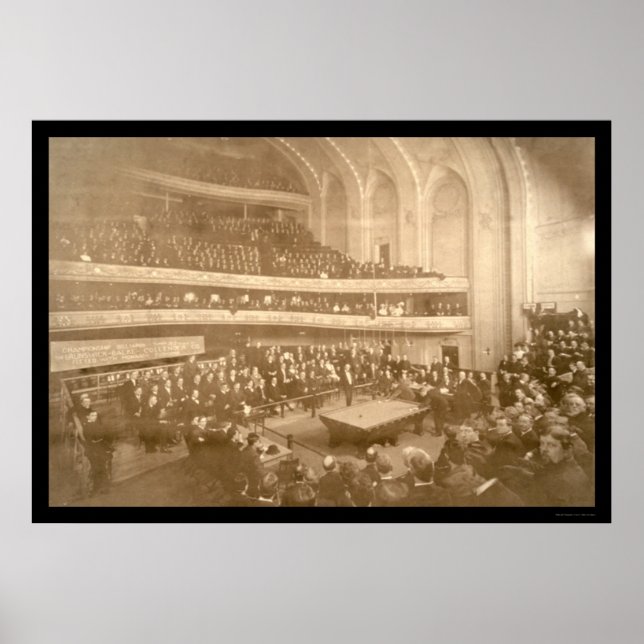 Billiards Tournament Photo 1908 Poster (Front)