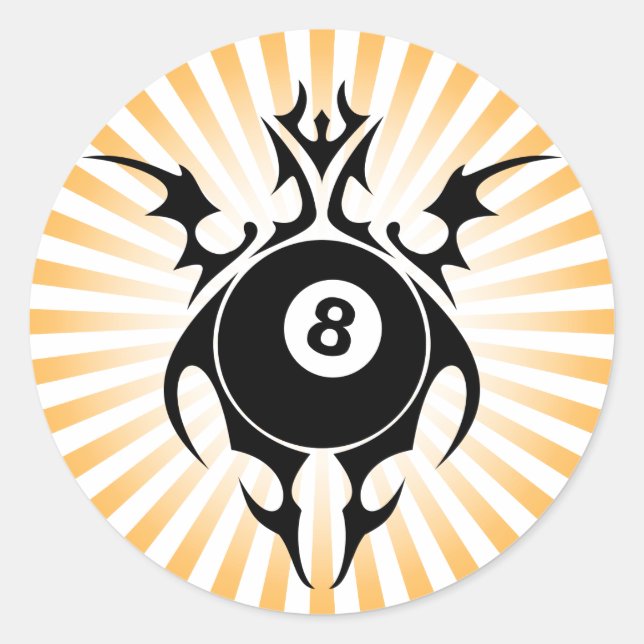 billiards. tribal. classic round sticker (Front)