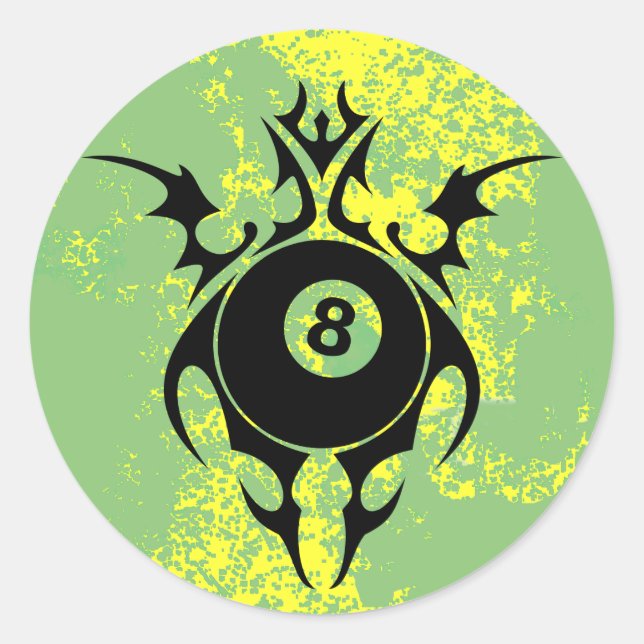 billiards. tribal. classic round sticker (Front)