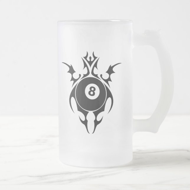 billiards. tribal. frosted glass beer mug (Right)