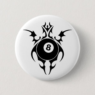 billiards. tribal. pinback button