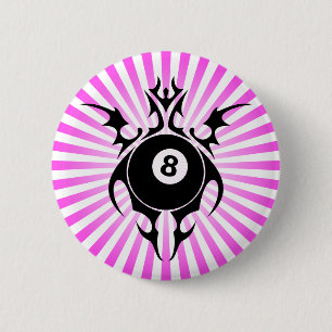 billiards. tribal. pinback button
