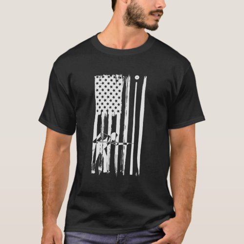 Billiards USA Flag Cue Sports Billiard Pool T_Shirt