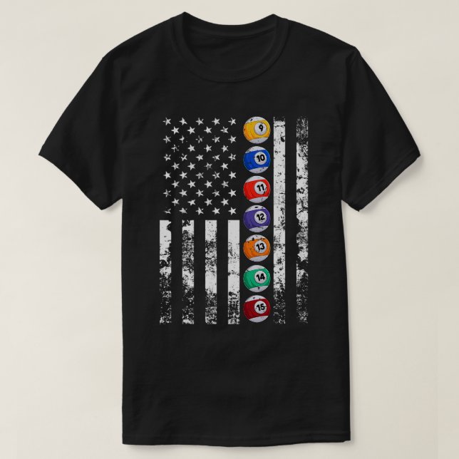 Billiards USA US American Flag T-Shirt (Design Front)