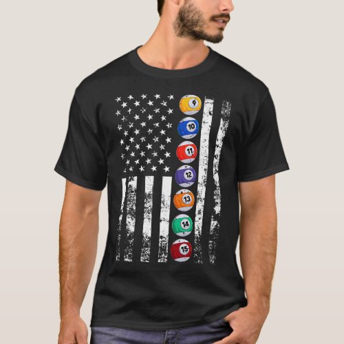 Billiards USA US American Flag T_Shirt