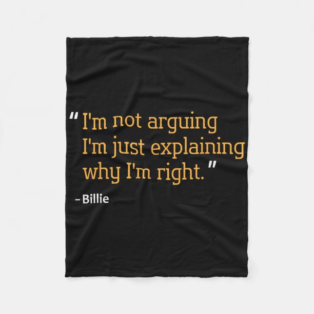 Billie Gift Quote Funny Birthday Personalized Name Fleece Blanket (Front)