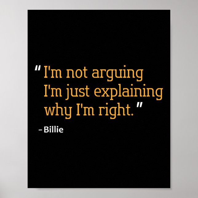 Billie Gift Quote Funny Birthday Personalized Name Poster (Front)