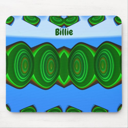 BILLIE  Green Blue White ALIEN INVASION   Mouse Pad