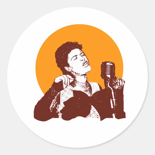 Billie Holiday Classic Round Sticker (Front)