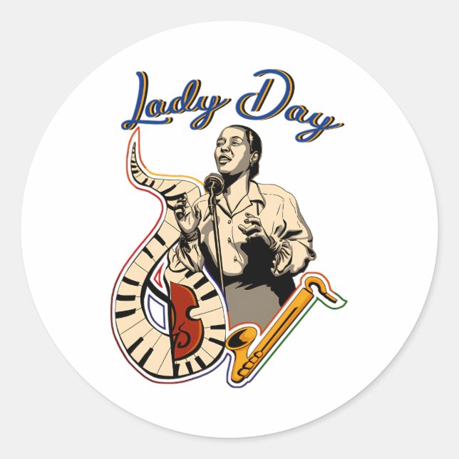 Billie Holiday Classic Round Sticker (Front)