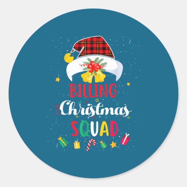 Billing Christmas Squad Santa Hat Billing Speciali Classic Round Sticker (Front)