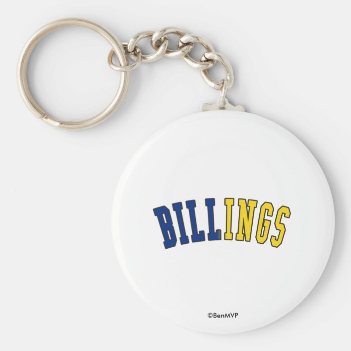 Billings in Montana State Flag Colors Keychain