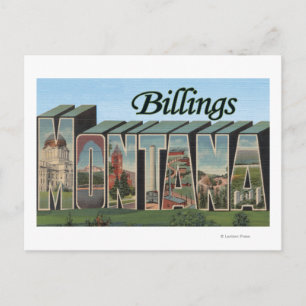 Billings, Montana - Large Letter Scenes Postcard
