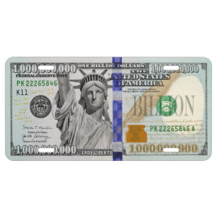 Billion Dollar Bill License Plate