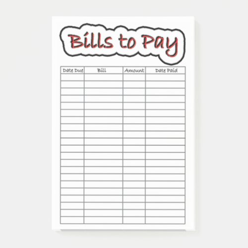 Bills to Pay Post_it Notes