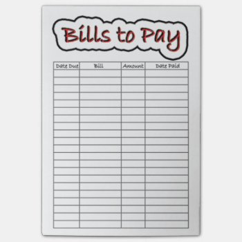 Bills To Pay Post-it Notes by Lynnes_creations at Zazzle