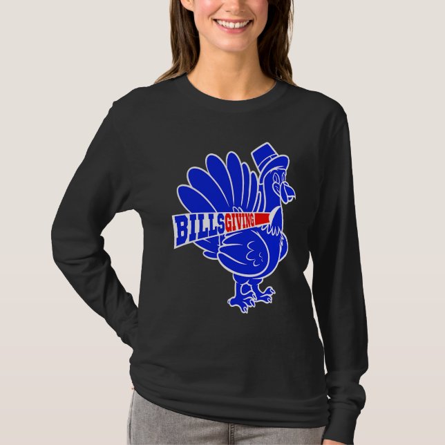 BillsGiving Happy Thanksgiving Football T-Shirt (Front)