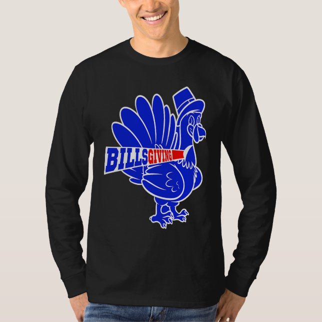 BillsGiving Happy Thanksgiving Football T-Shirt (Front)