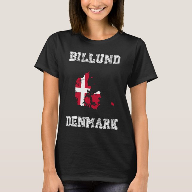 Billund Denmark Vintage Denmark Flag Map T-Shirt (Front)
